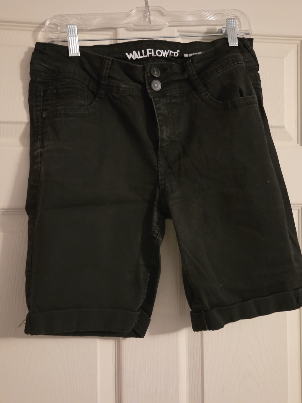 Wallflower Black Rolled Hem Denim Bermuda Shorts
